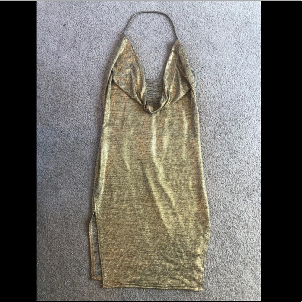 Gold, Cowl-Neck Dress
